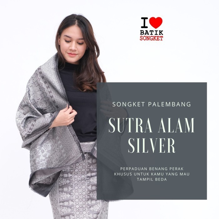 Songket palembang alam silver kain bawahan kebaya batiksongket - RANDOM