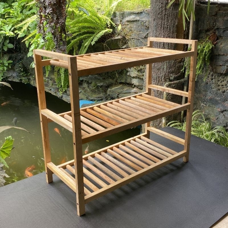 Rak Kayu Susun 3 panjang | Rak Sepatu | Rak Multifungsi | Rak Kayu Serbaguna