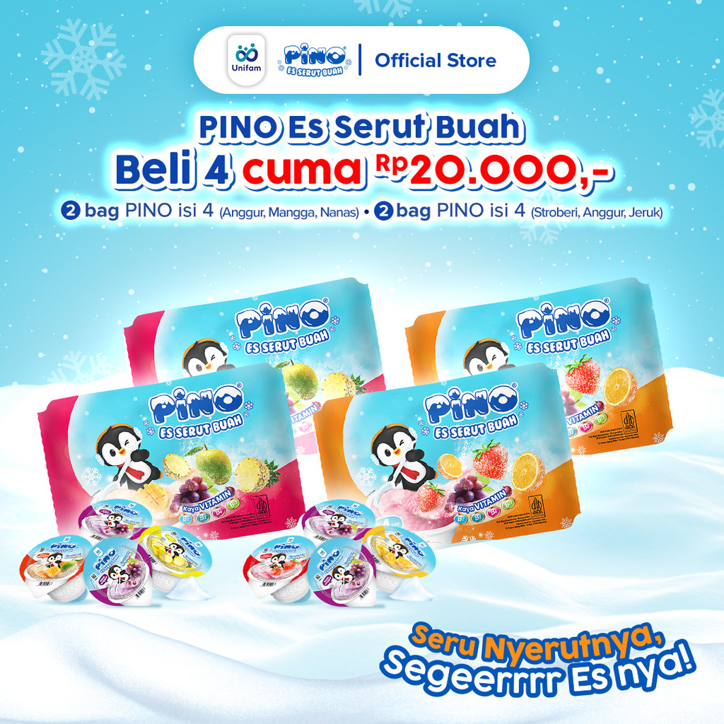 

Pino Paket 20 Ribu Dapet 4 Bag - Pino Es Serut Buah