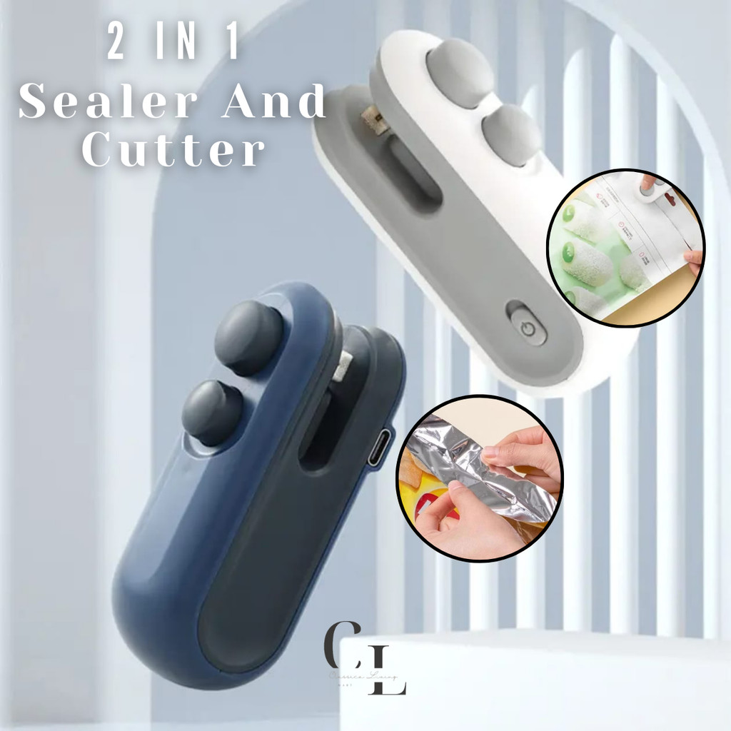 [CLM] 2 In 1 Alat Press Klip Segel Plastik Makanan Snack Hand Sealer Mini USB Rechargeable