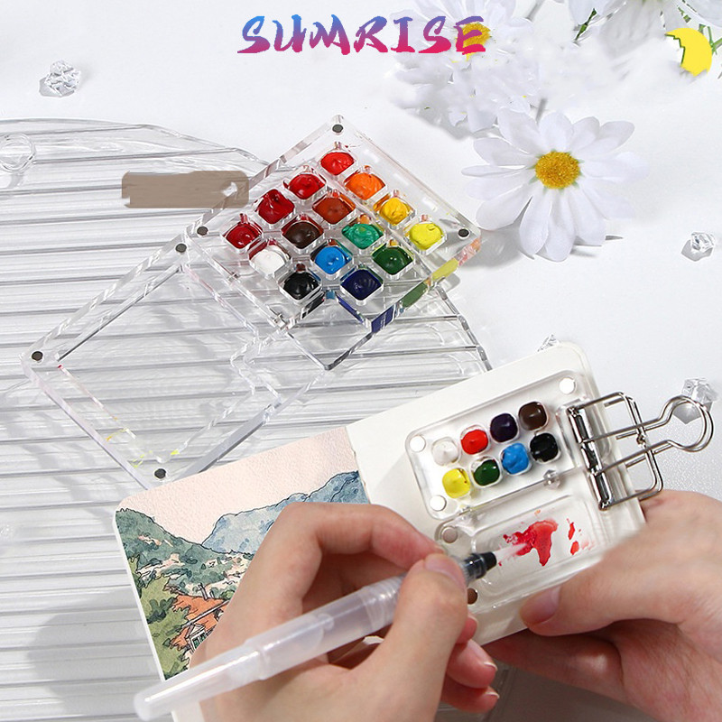 

Palet Lukis Akrilik Magnetic Mini Palette Watercolor 8/15 Hole Portable Color Disk Untuk Travel
