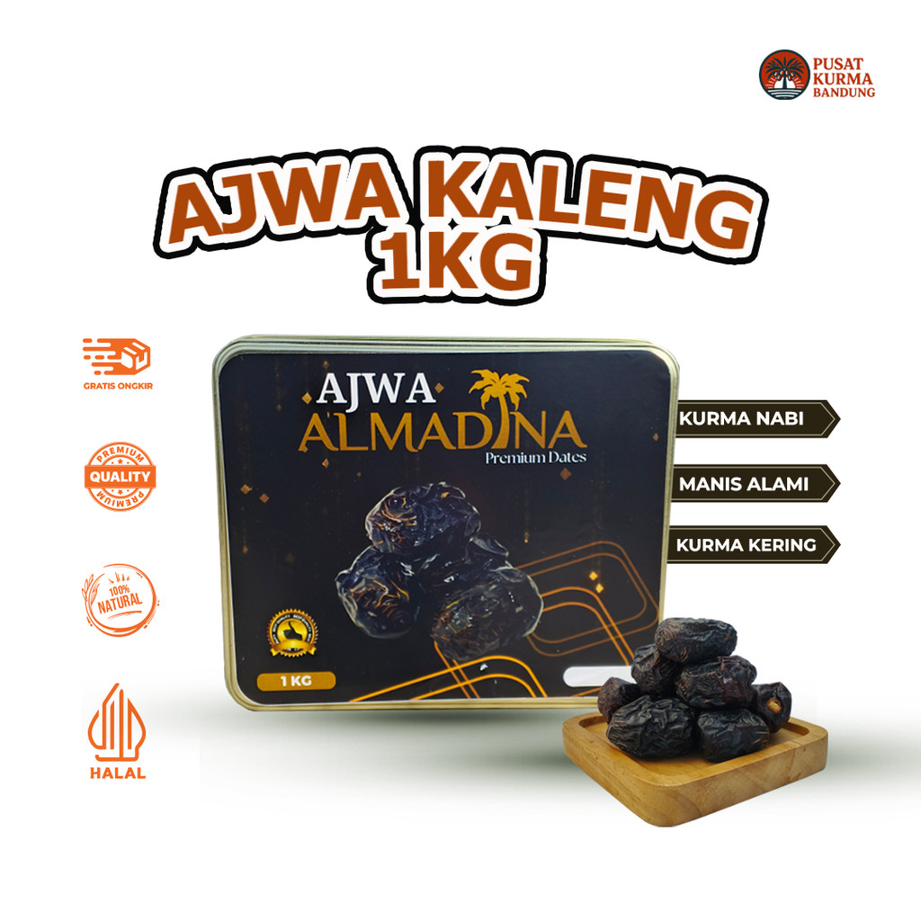 

KURMA AJWA AL MADINAH PREMIUM KEMASAN KALENG 1KG ORIGINAL KURMA NABI