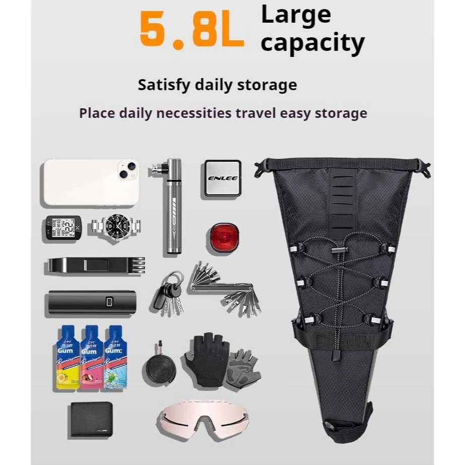 Enlee Tas Sadel Bag Sepeda Gravel Touring 5.8L Belakang Federal Saddle Bag Anti Air Waterproof untuk