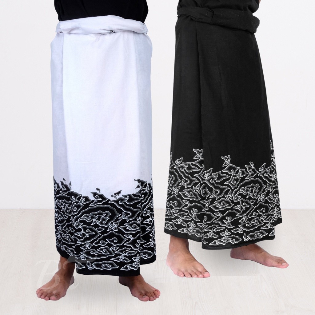 [ PROMO ]BATIK TRUSMI Sarung Hitam Putih Sarung Batik Sarung Polos Motif Megamendung Dewasa Pria Sho