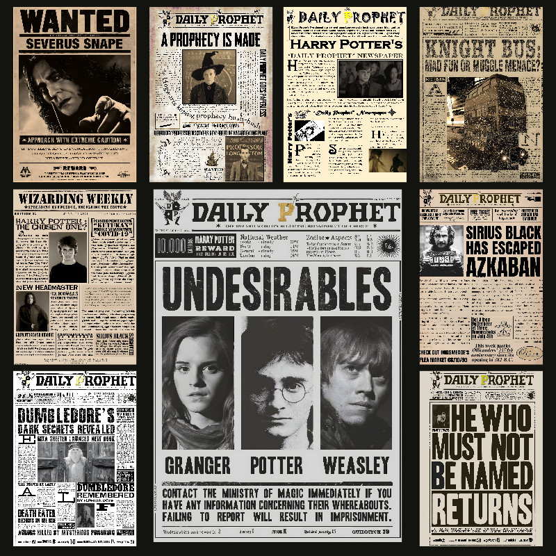 

Magical Fantasy H-Harry Movies P-Potter Poster Self-adhesive Art Waterproof Paper Sticker Coffee House Bar Room Wall Decor