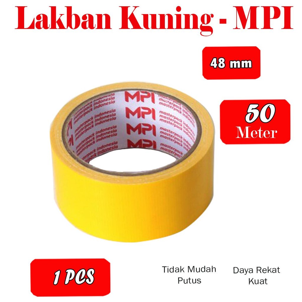 

Lakban Berwarna Kuning Uk 48 mm x 50 Yard - MPI