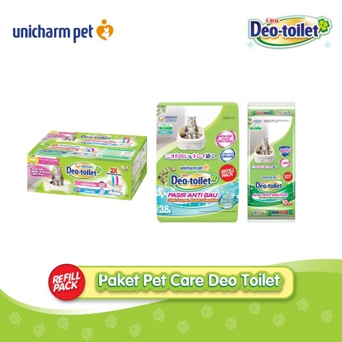 Unicharm Pet - Paket Pet Care Deo Toilet Kucing Open Top Non Cover Set + Deo Toilet Pasir Kucing Ant