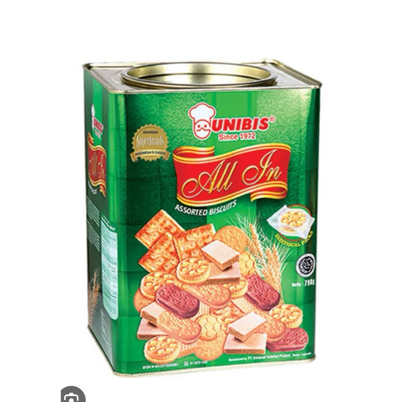 

Unibis ALL IN assorted biscuits 600gram kaleng