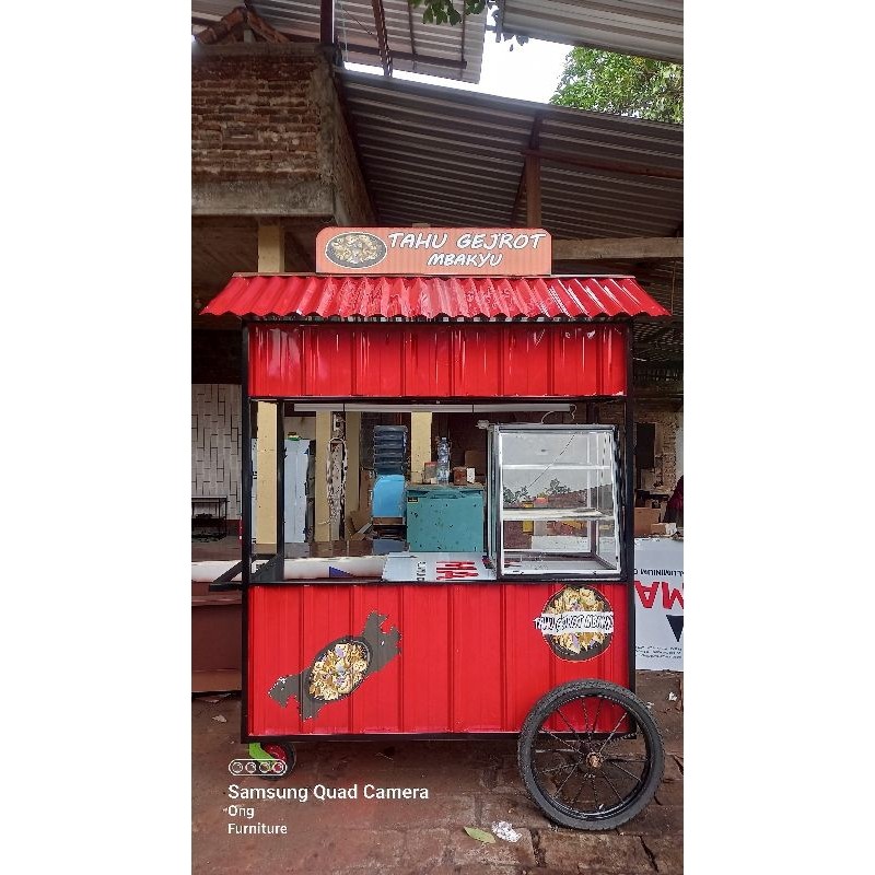 Gerobak jualan dorong booth kontainer/gerobak dorong jualan kekinian/gerobak dorong besi/gerobak dor