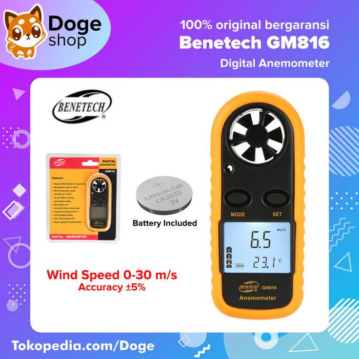 

Benetech GM816 Anemometer Alat Ukur Kecepatan Angin GM-816 Wind Tester - GM816