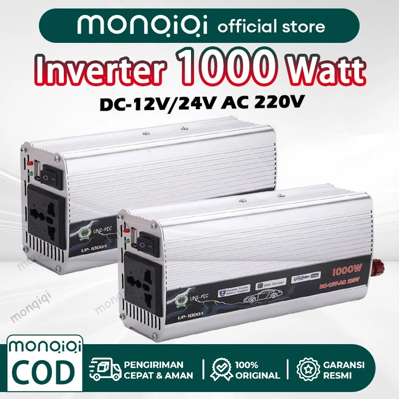 Monqiqi Inverter 1000 Watt Power Inverter DC Ke AC Aki listrik Serbaguna Daya Besaar 2000W/1000W/500