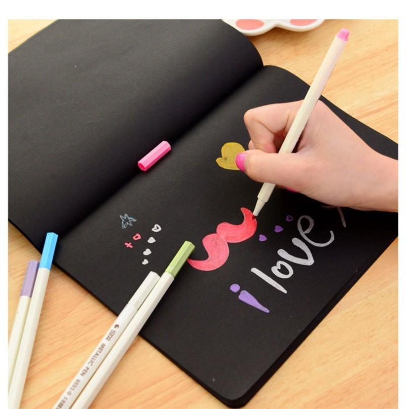 

[Whispers] TTT Buku Tulis Warna Hitam Isi 28 Lembar Buku Catatan Kertas Hitam Ukuran A6 A5 B5 Black