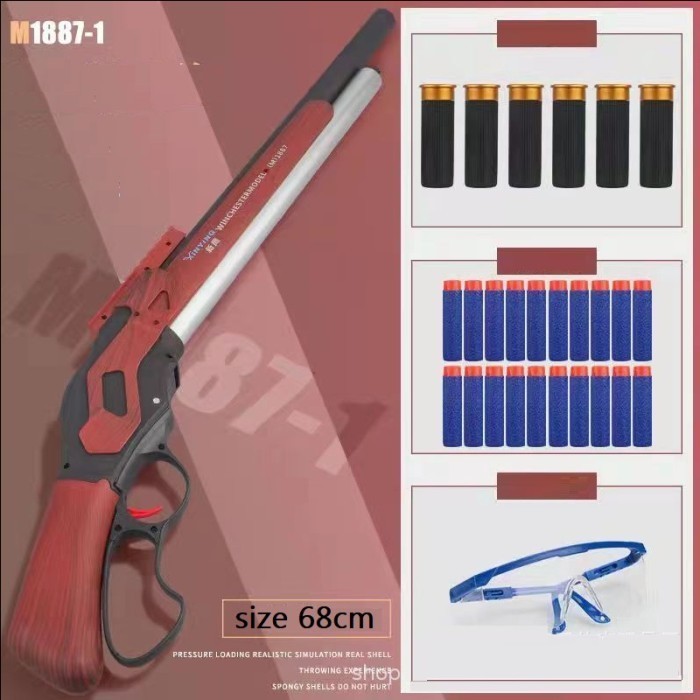 Winchester M1887 Terminator Nylon Dart Blaster - ABS Coklat