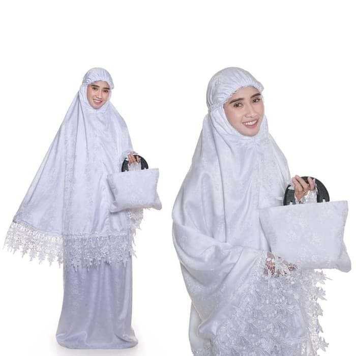 Mukena Renda Sutra Foil,Mukena Cantik, Mukena putih