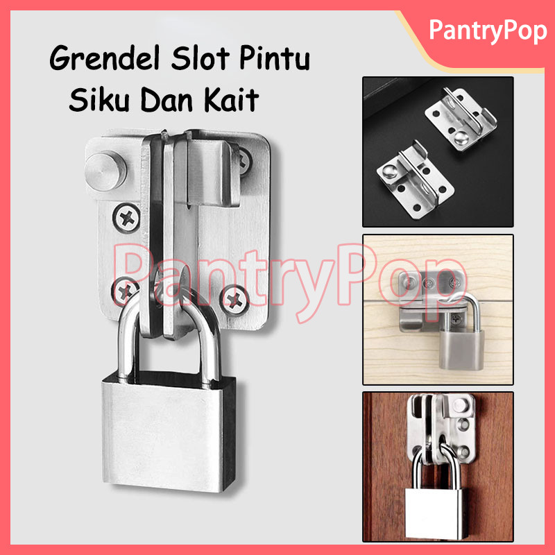 Grendel Slot Pintu Siku Dan Kait / Selot Siku Stainless / Cantolan Gerendel Gembok Pintu Sliding Doo