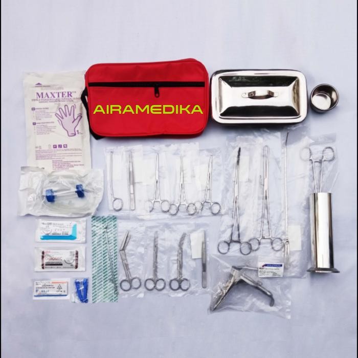 Partus Set 24 item Stainless / Peralatan Minimal Praktek Bidan Kit