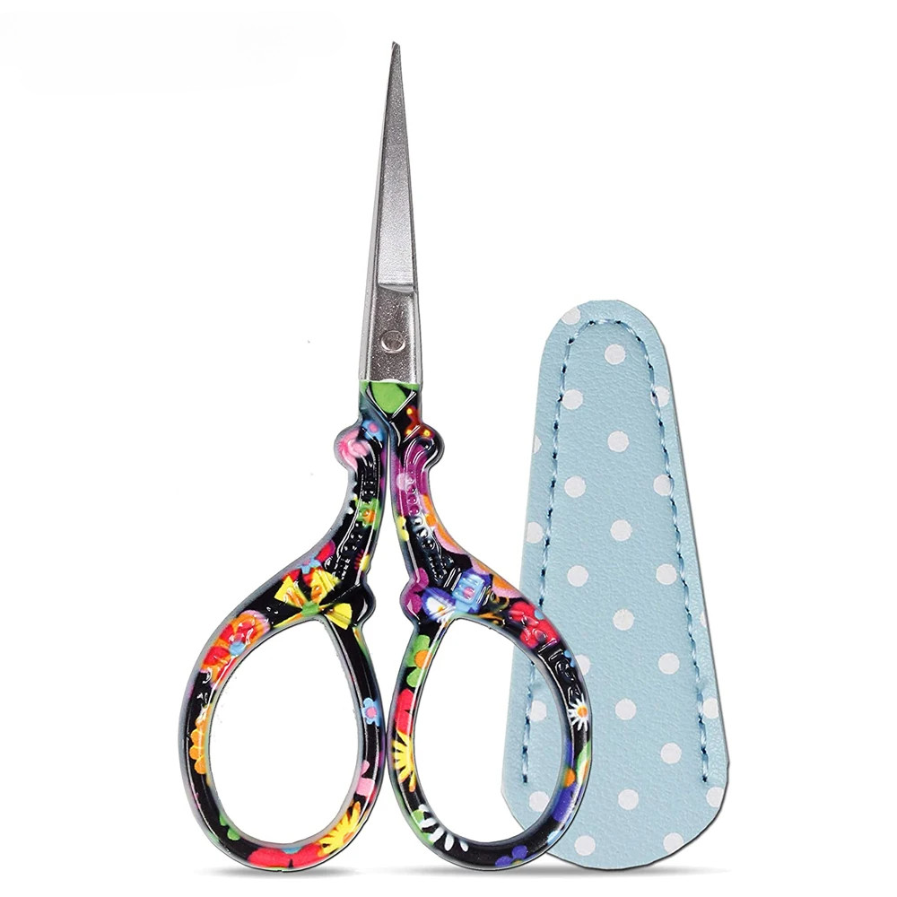 

1PC Sharp Embroidery Scissors with Leather Cover - Precision Sewing Scissors for Needlework, Craft & DIY Projects