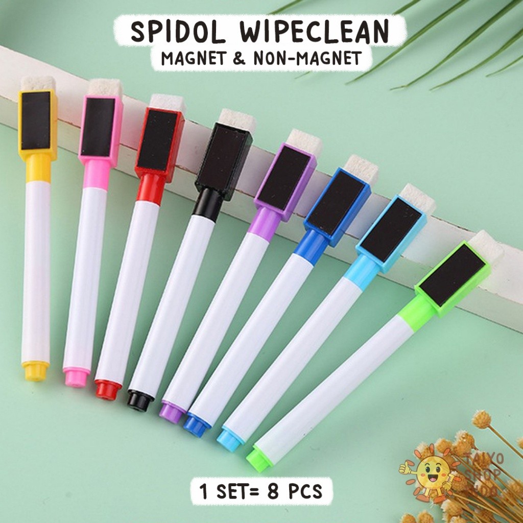 

GARDESHOP.ID Spidol Papan Tulis Penghapus Warna Warni Non Permanent Tulis Hapus Buku Wipe and Clean