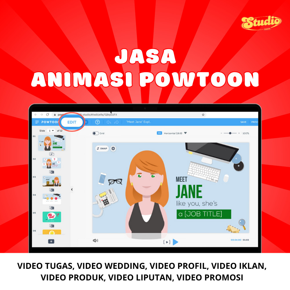 Edit Video Animasi Powtoon