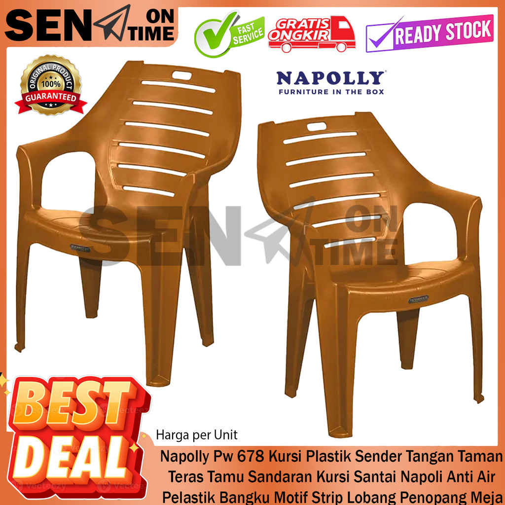 Napolly Pw 678 Kursi Plastik Sender Sandaran  Kursi Santai Napoly Napoli Tangan Taman Teras Tamu Pel