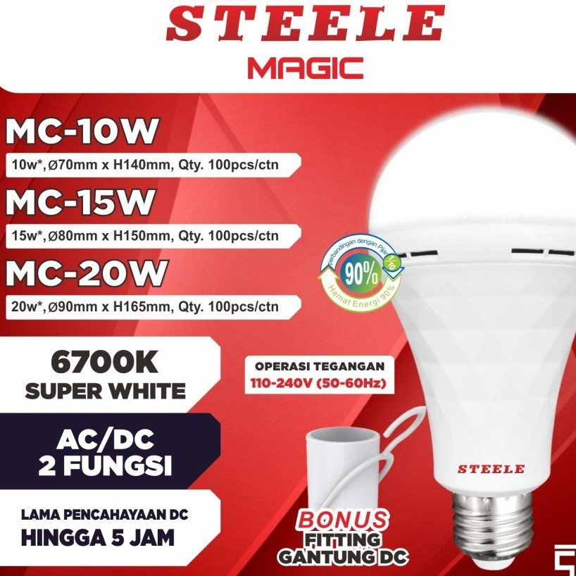 Kawachi Steele Magic LED /Lampu Emergency AC/DC