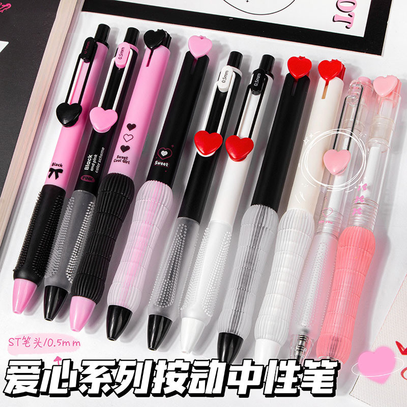 

4pcs Pulpen Gel Aesthetic Korea Pena Pen 0.5mm Cepat Kering Kawaii Kapasitas Tinta Besar Lucu Bulpoin Tinta Hitam Alat Tulis For Student Back To School Office Stationery