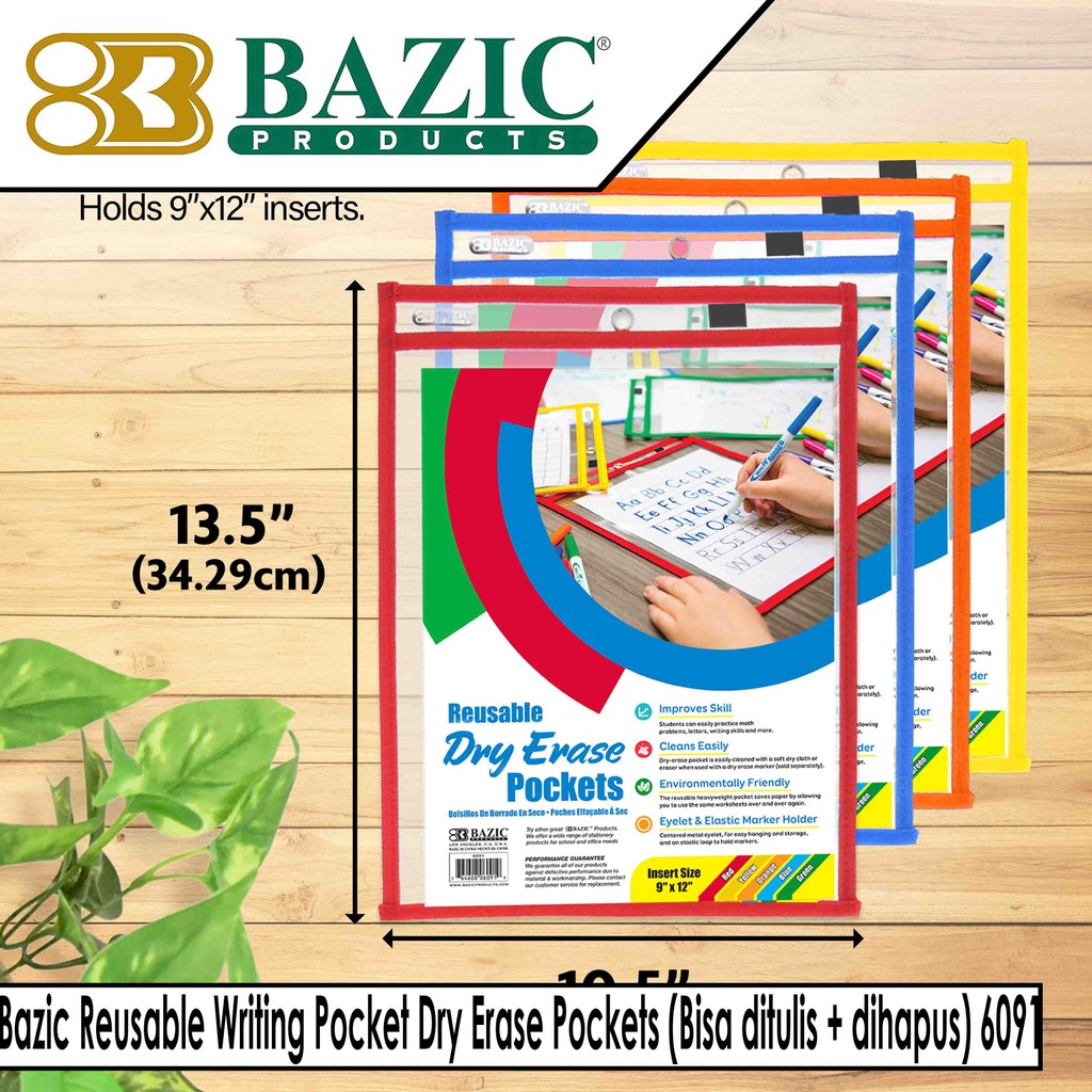 

Basiz Reusable Writing Pocket Dry Erase Pockets (Bisa ditulis + dihapus) 6091