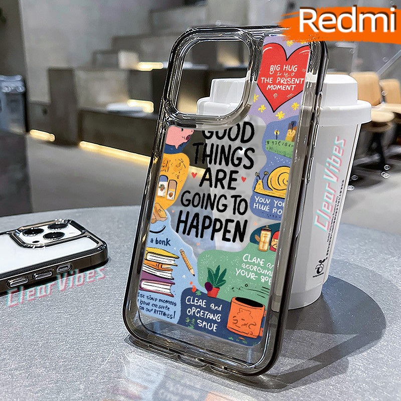 Keren Letters Glossy PC HardCase Redmi 12 13C 9C 12C 10C A3 10A Note-12 13 Pro 11 9 10 Cowok Akrilik