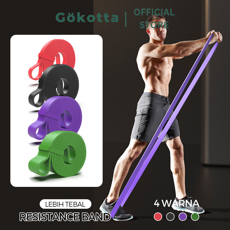 GOKOTTA Long Resistance Bands/ Karet Fitness & Gym Latex/ Resistance Bands/ Alat Olahraga Serbaguna/