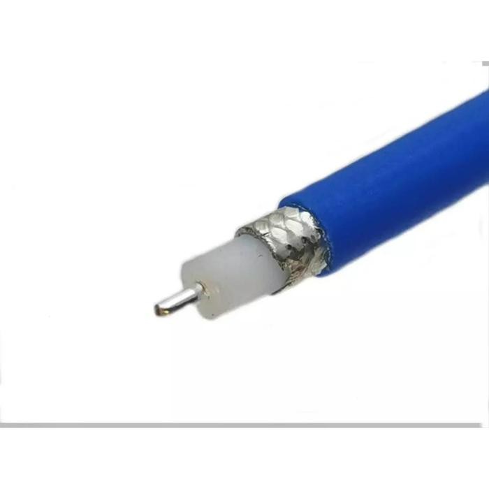 DC99 Kabel Teflon Koaksial RF 25 Ohm 25OHM OD 2.6Mm RG086-25 RFS405 Jalur Perak Semirigid Jaket Biru