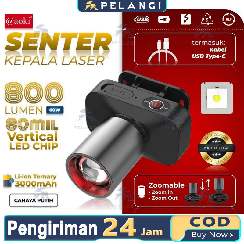 AOKI SENTER KEPALA LED ZOOM AK-3685A & AK-3686K 60W / CAHAYA SUPER TERANG / JARAK JAUH LASER / @AOKI