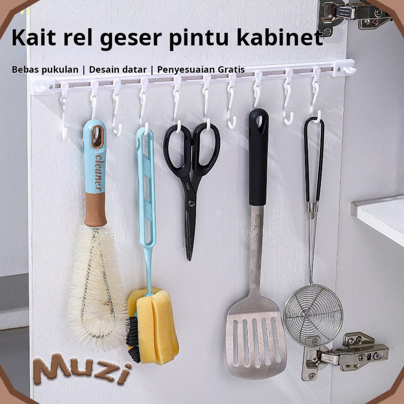 Kait rel geser bebas pukulan pintu lemari dapur baris belakang rak gantung batang gantung kait lengk