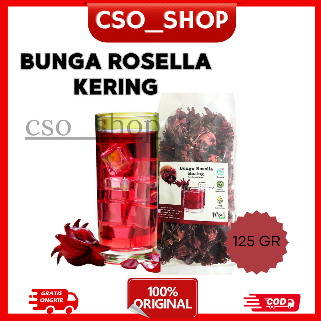

(REFILL 125 GR) Bunga ROSELLA Kering Asli - Minuman Teh Kesehatan Pencernaan - Bunga Rosella Merah Tanpa Campuran
