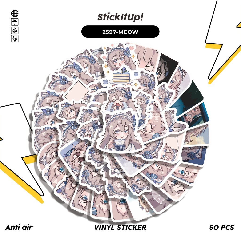 

COD✨ 50 Pcs Stiker Pack FUNNY CHARACTER MEOWTI THE CUTE CATGIRL Lucu Aesthetic Vynil Waterproof untuk Freebies Sticker Buku Journal Casing HP Laptop