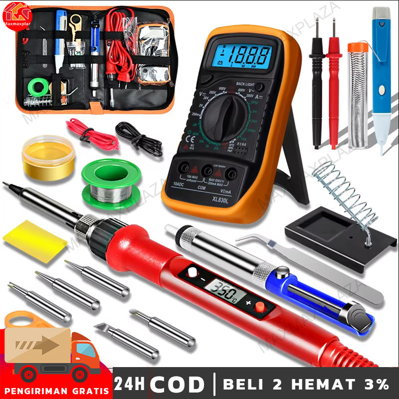 Paket Solder Listrik Lengkap Set Solder Listrik Lengkap dengan Multimeter Iron Tool Kit 220V 60W/Sol