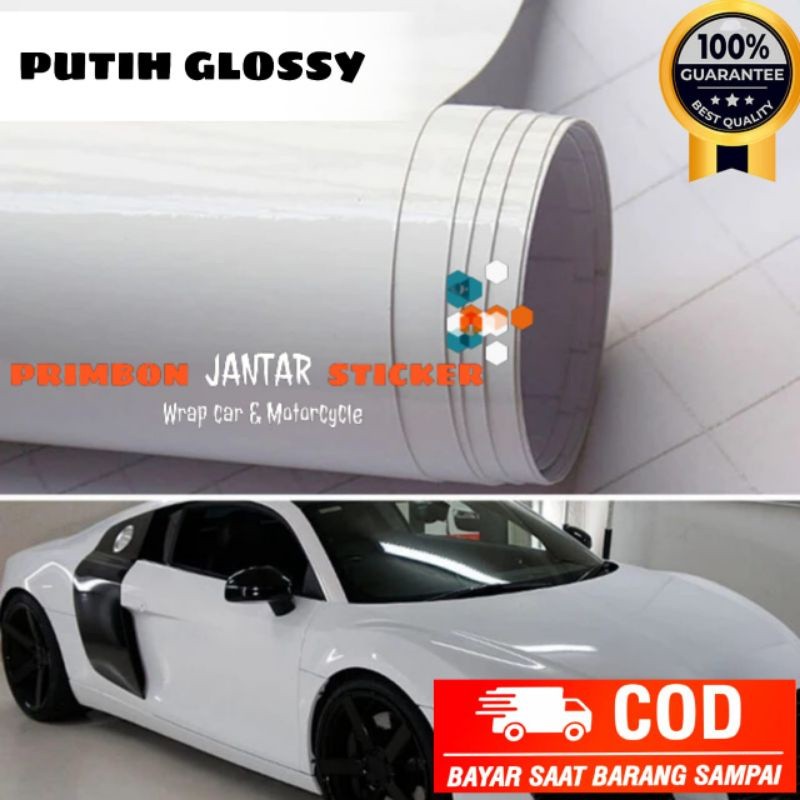 Sticker skotlet motor mobil putih glossy doff scotlite mobil lebar 120 150 cm