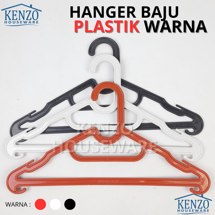 Hanger Plastik Baju Hitam Gantungan Celana Hanger Tebal Warna 1 Lusin - PUTIH TEBAL
