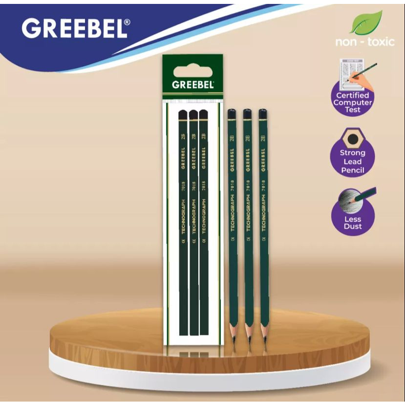 

PENSIL GREEBEL 2B (12pcs)/ PENSIL KAYU LULUS UJI KOMPUTER/ GRAFIT GRAPHITE 7018