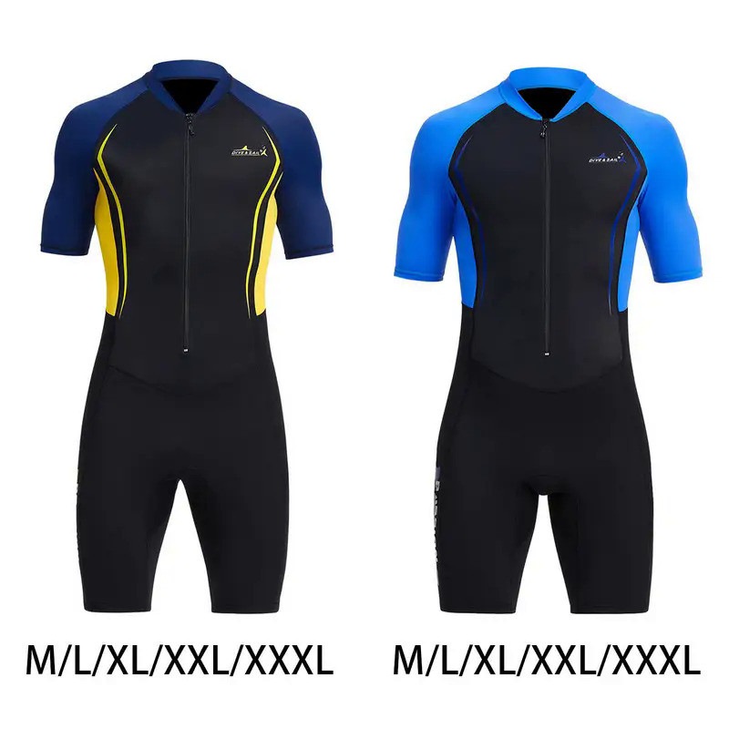 Mens Shorty Wetsuit 1.5mm Sun Protective One Piece Full Body Diving Suit Swimming pool Scuba Diving 