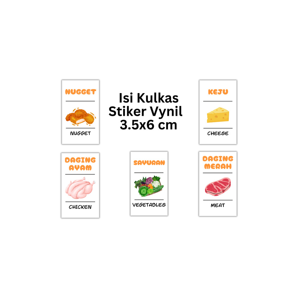 

ELEFANT Label Stiker Bumbu Dapur Custom Isi Kulkas Nugget Frozen Food Vynil Sticker Warna Botol Rempah Aesthetic Waterproof Tahan Air