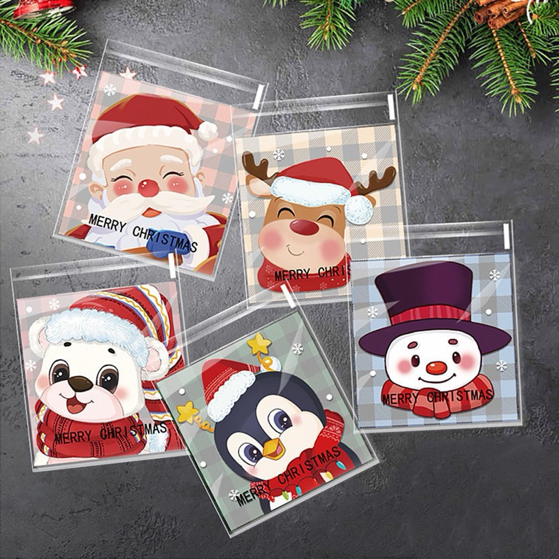 

Sasa 10pcs Plastik Cookies OPP 10x10cm Natal / Plastik Kue Permen Snack Natal Merry Christmas / Kantong OPP Kemasan Kue Biskuit Karakter Snowman olaf Rudolph Penguin Santa Clause / Pelastik Baking Kukis Cookies Lucu