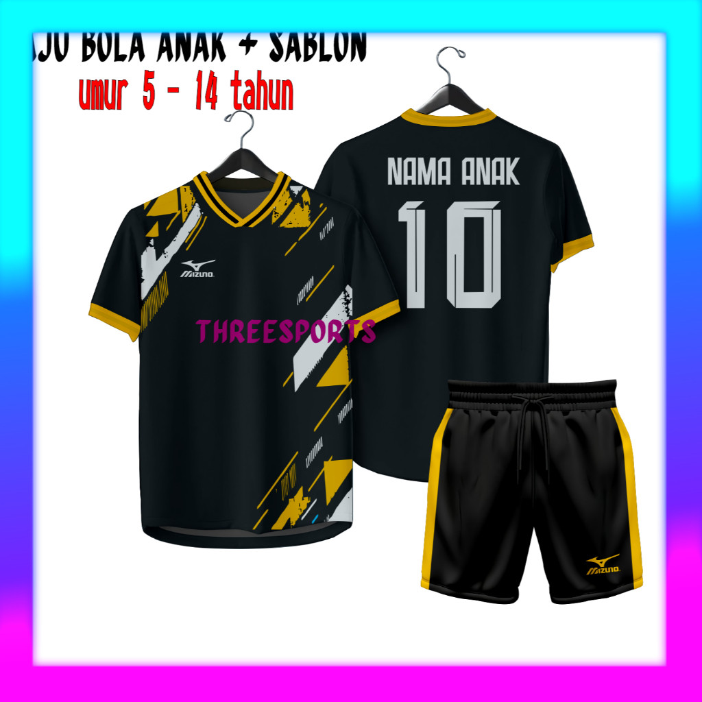 Baju Jersey Bola futsal voli badminton  FREE SABLON nama + nomor Kaos Anak Jersey Anak laki laki per