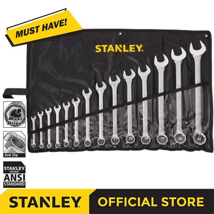 Stanley Combination Wrench Set / Kunci Ring Pas Set 14 Pcs STMT80944-8 stanley original