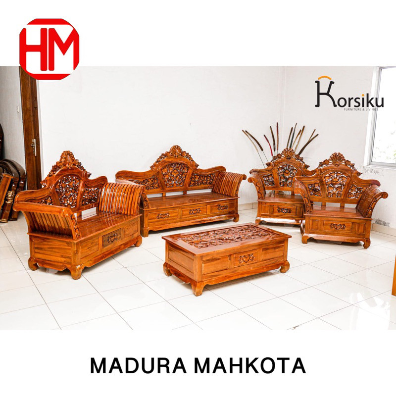 PROMO TERMURAH KURSI TAMU MADURA MAHKOTA JATI JEPARA 3211 by korsiku