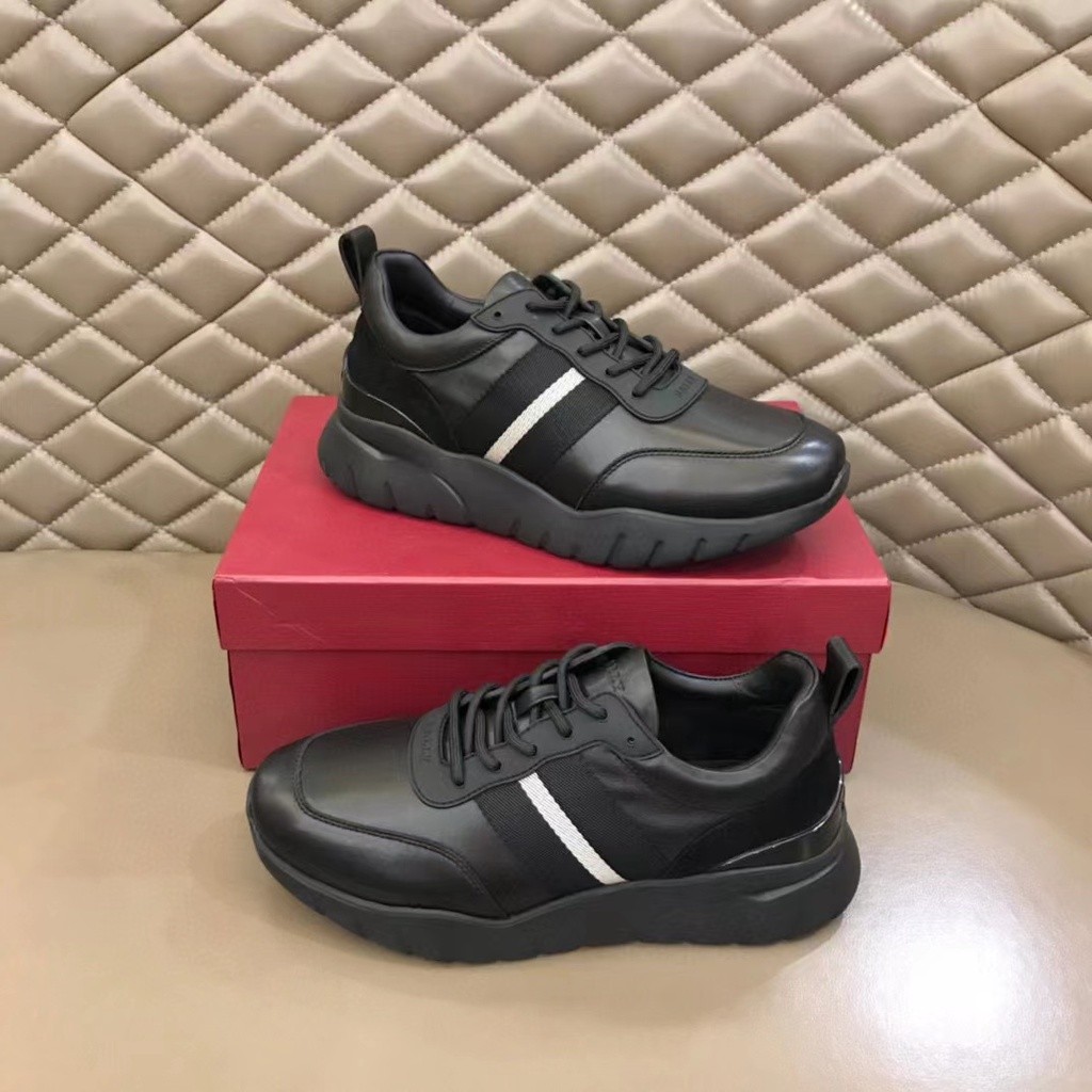 sepatu pria bally strip sneaker cowok hitam men shoes mirror vip p1shoes