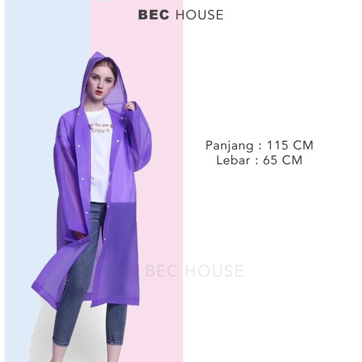 JAS HUJAN EVA TRANSPANT TEBAL DEWASA KOREA PONCHO PRIA WANITA RAINCOAT - Putih