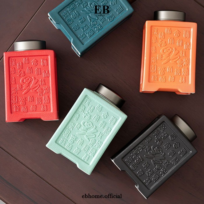 Tempat Daun Teh Keramik Bumbu Dapur Keramik Jar Storage Serbaguna