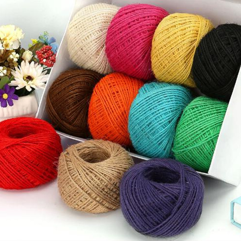 

Hot sell 50M Natural Burlap Hessian Jute Twine Cord Hemp Rope 2mm Packing String Wedding Decoration 5BB5607