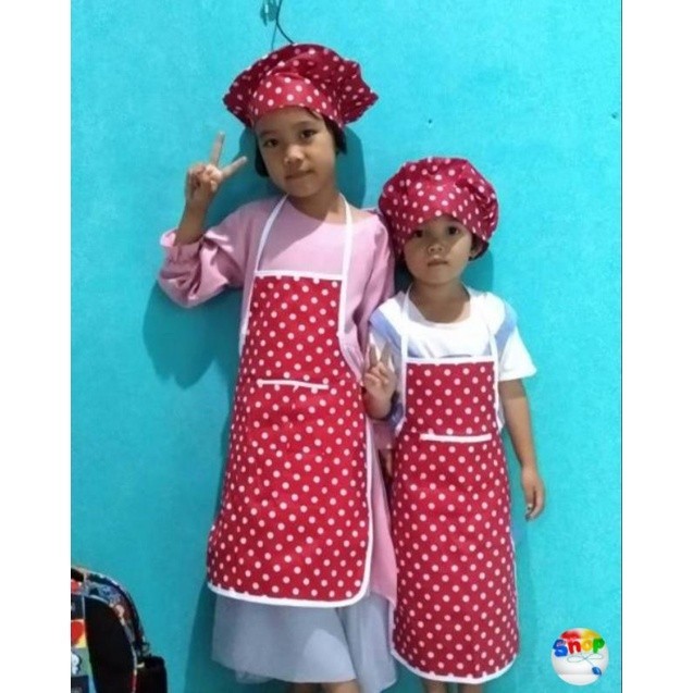 RB001 TOPI KOKI ANAK +CELEMEK SEWARNA/TK/SD