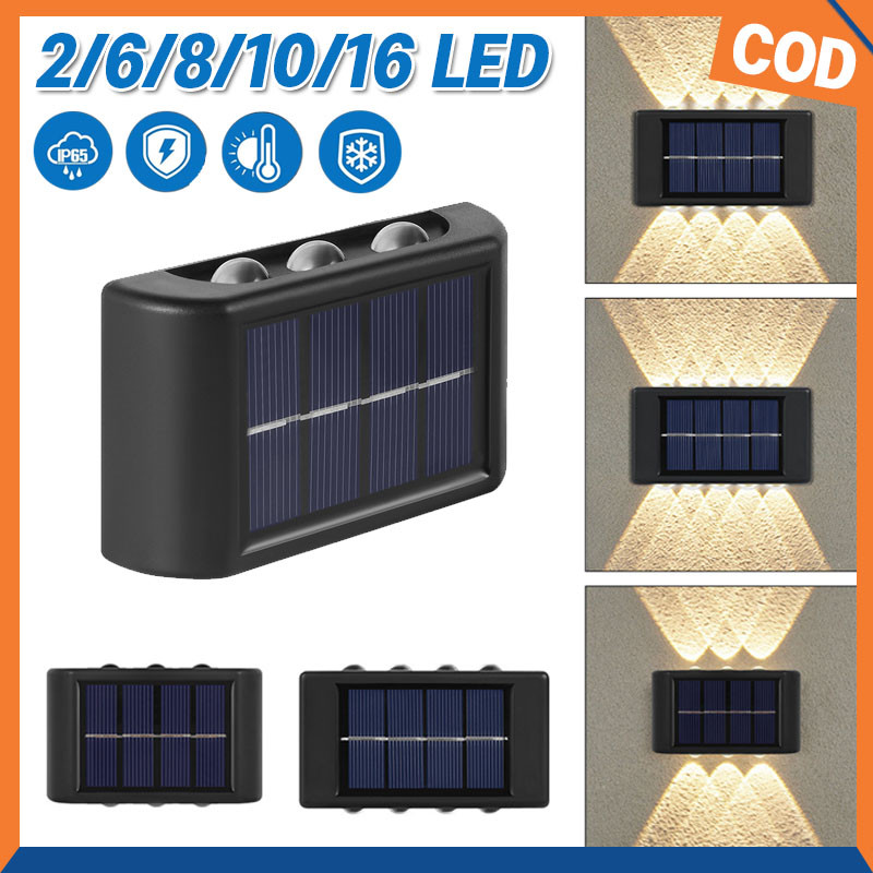 2PCS Lampu Dinding Outdoor Lampu Dinding Taman Outdoor Lampu Dinding Teras Hias LED Lampu Tenaga Sur